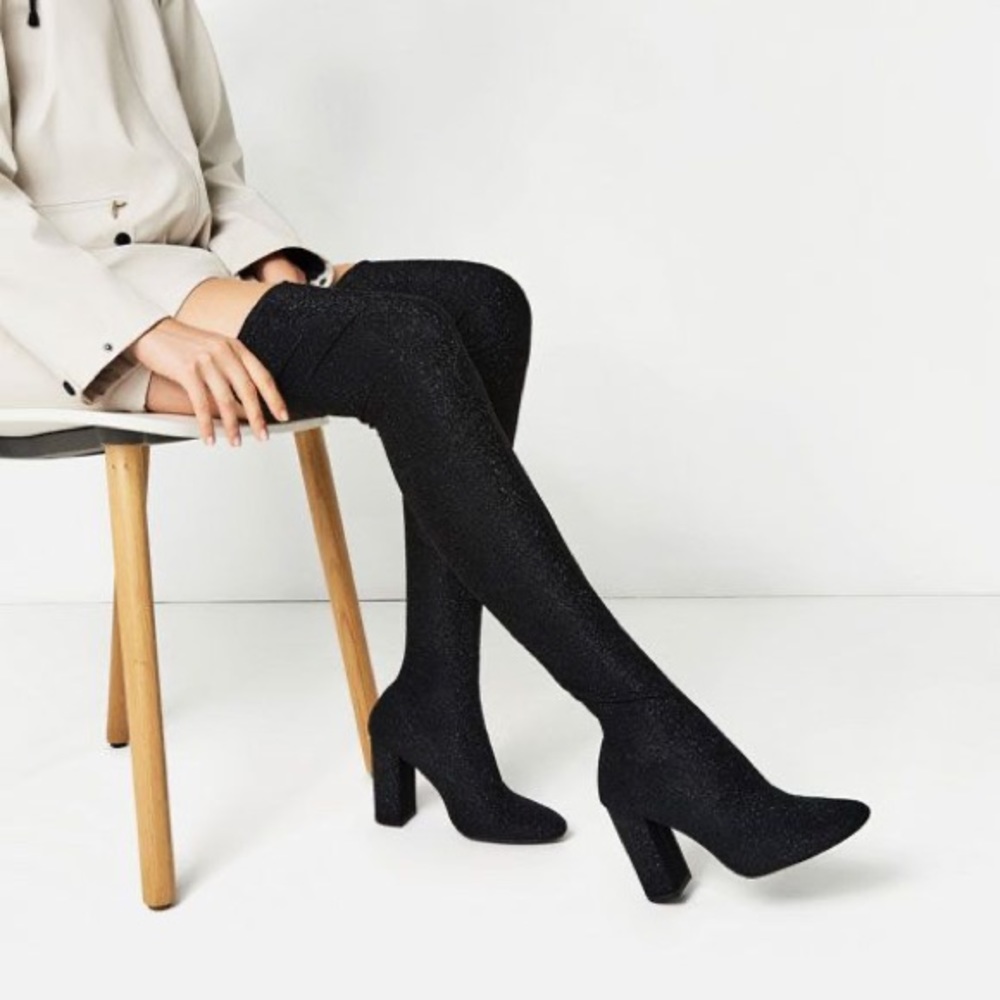 Zara Over the Knee Shimmer Spandex boots